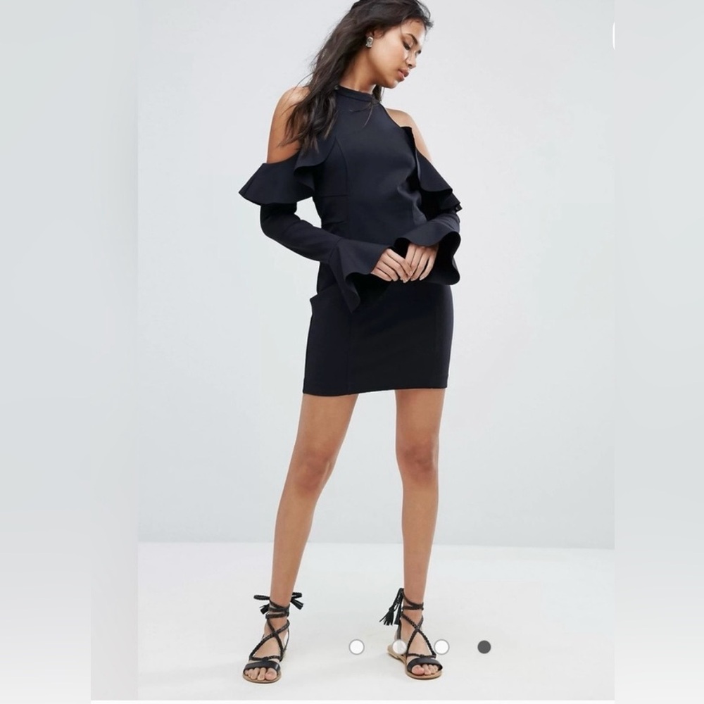 Free People Mini Cold Shoulder Ruffle Sleeve Dress Like New